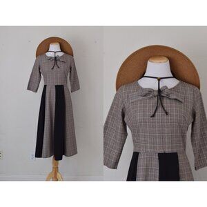 Vintage Black and Plaid Circular Dress‎ size M
